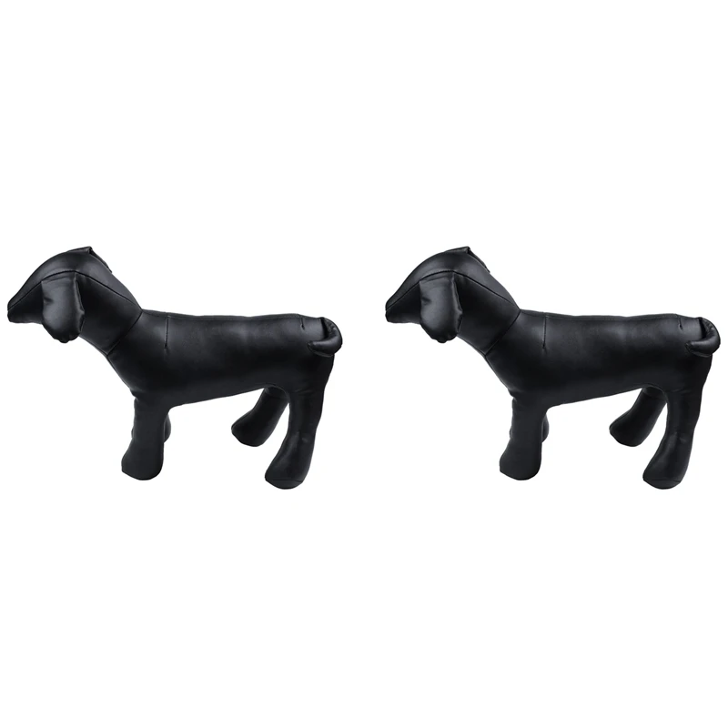 

2X Leather Dog Mannequins Standing Position Dog Models Toys Pet Animal Shop Display Mannequin Black M