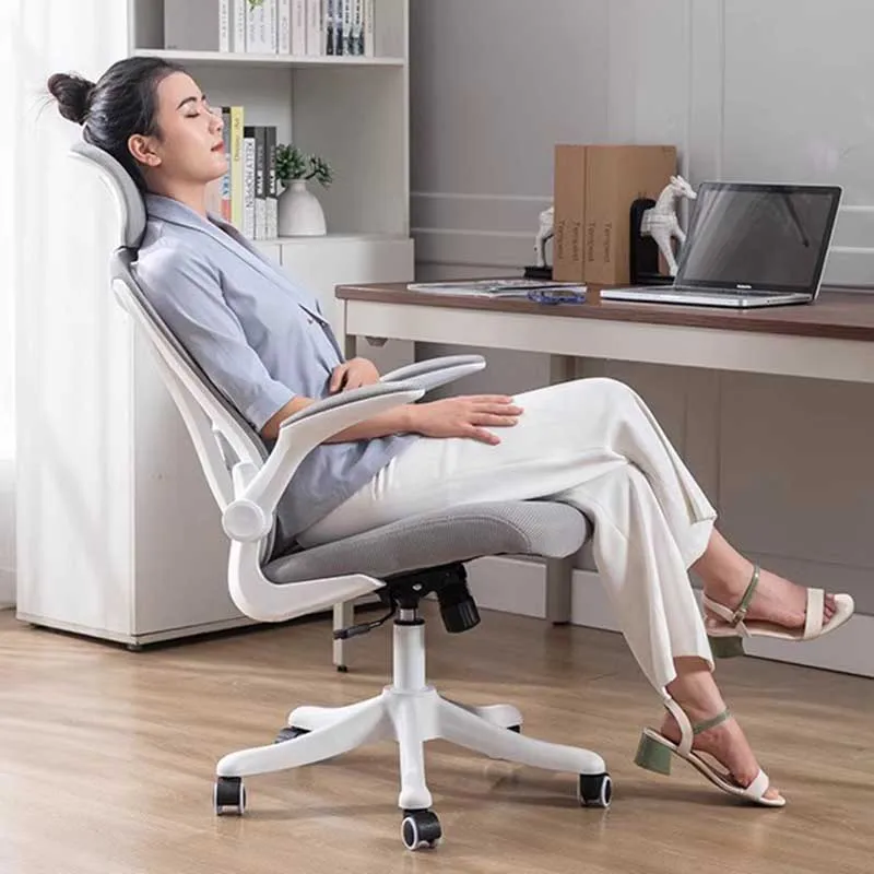 White/Black High Back Ergonomic Mesh Office Chair Armchair Recliner Computer Chair with Adjustable Headrest Stuhl Furniture