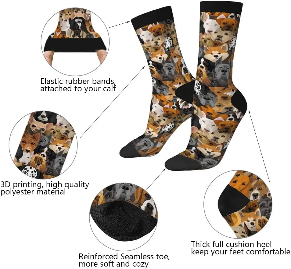 Lustige Socken, Cartoon-Tropen-Neuheit, lässige Crew-Socken, kontrastierendes Farbdesign für Damen und Herren, Geschenk, atmungsaktive, rutschfeste Sportsocken