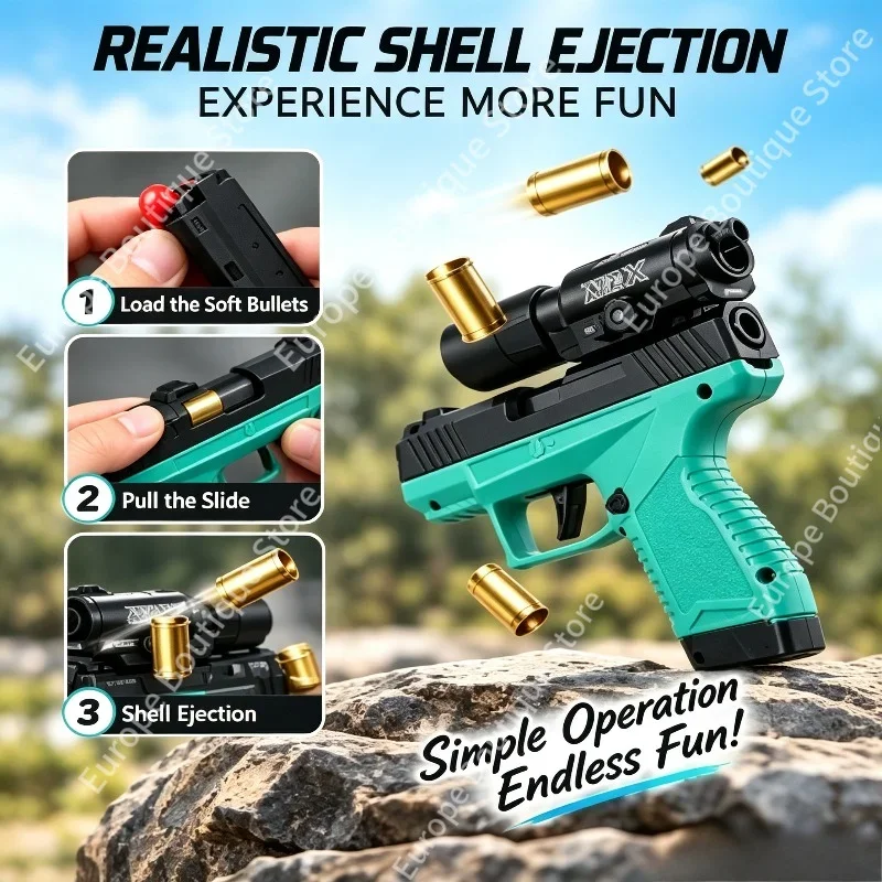 Blowback Macaron Pocket Model, Mini GX4 Toy With X300 IR Sight, Shell Eject Soft Bullets Shells For Collection & Party Game