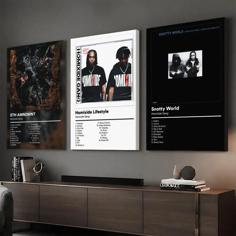 Underground Rap H-Homixide Gang Framed Wall Painting HD Canvas Wall Art Print | Optional Frame | Modern Hallway Home Wall Decor