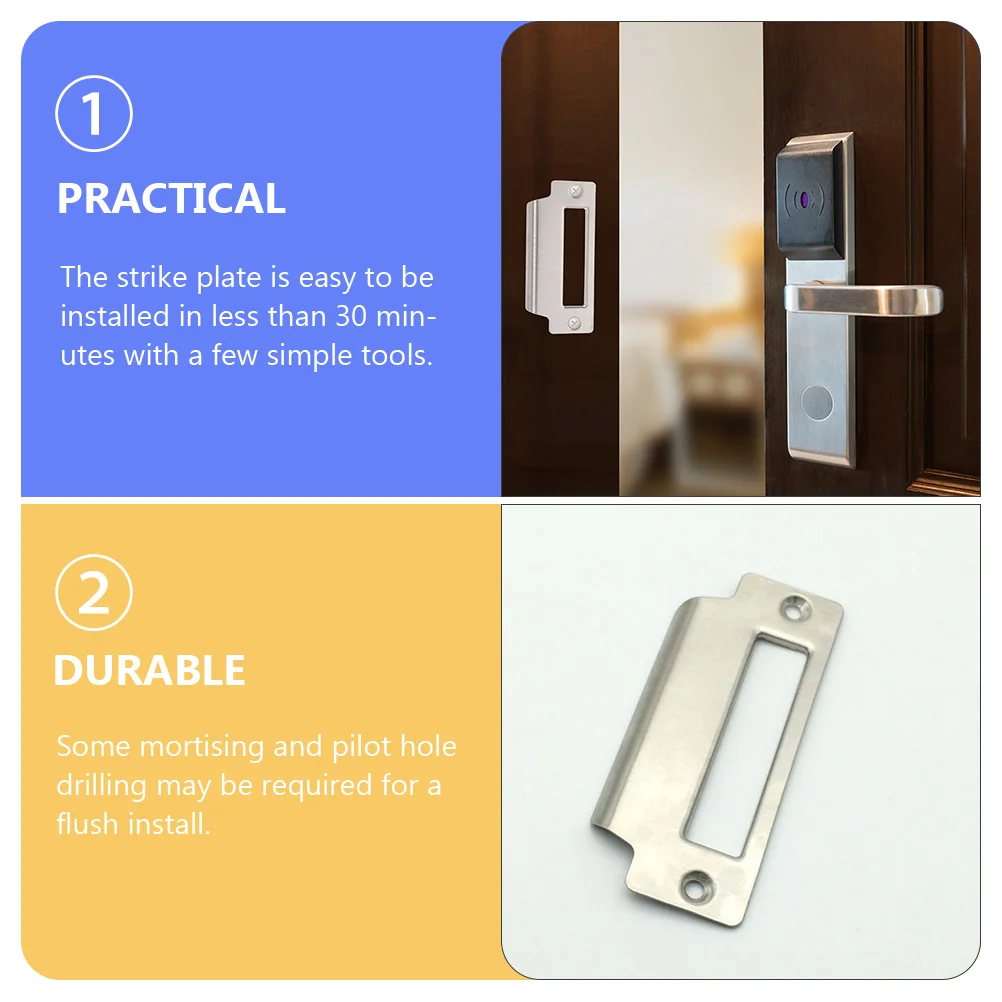 

Guide Lock Latch Guard Plate Durable Stainless Steel Door Security Strike Plates Reinforcement Protector Metal Locking