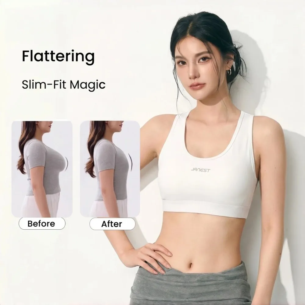 Janest Chest Binder - Seamless Mesh Back Sports Bra for Yoga & Exercise