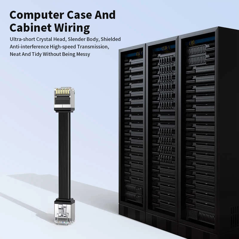 Ultra Short Cat 7 10 GB Shielded Flat Thin Ethernet Cable Short Body Crystal Head High Speed Computer Router Wire for Home Use