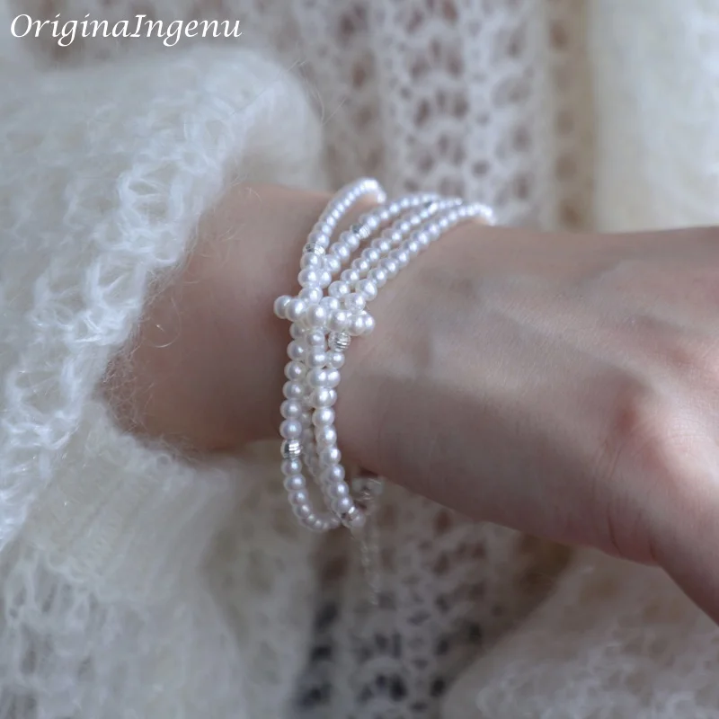 

925 Sterling Silver Natural Pearls Bracelet Handmade Organic Pearls Bracelet Tarnish Resistant Jewelry Argent 925 Women Bracelet