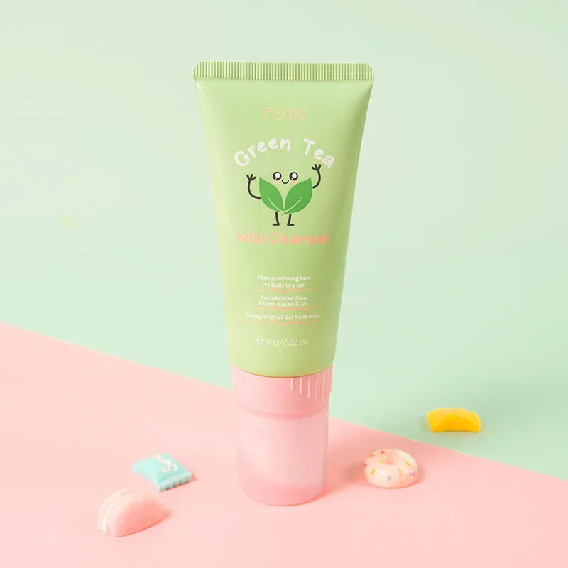 Green Tea Cleanser Rich Foam Deep Clean Remove Grease Improve Oily Face Wash Cream Gentle Moisturizing Cleanser 80g