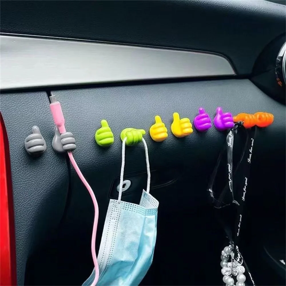 Hand-shaped Rubber Holder Glasses Cable Power Cord Charging Line Self Adhesive Mini Hook Car Storage Organizer Gadget Decoration