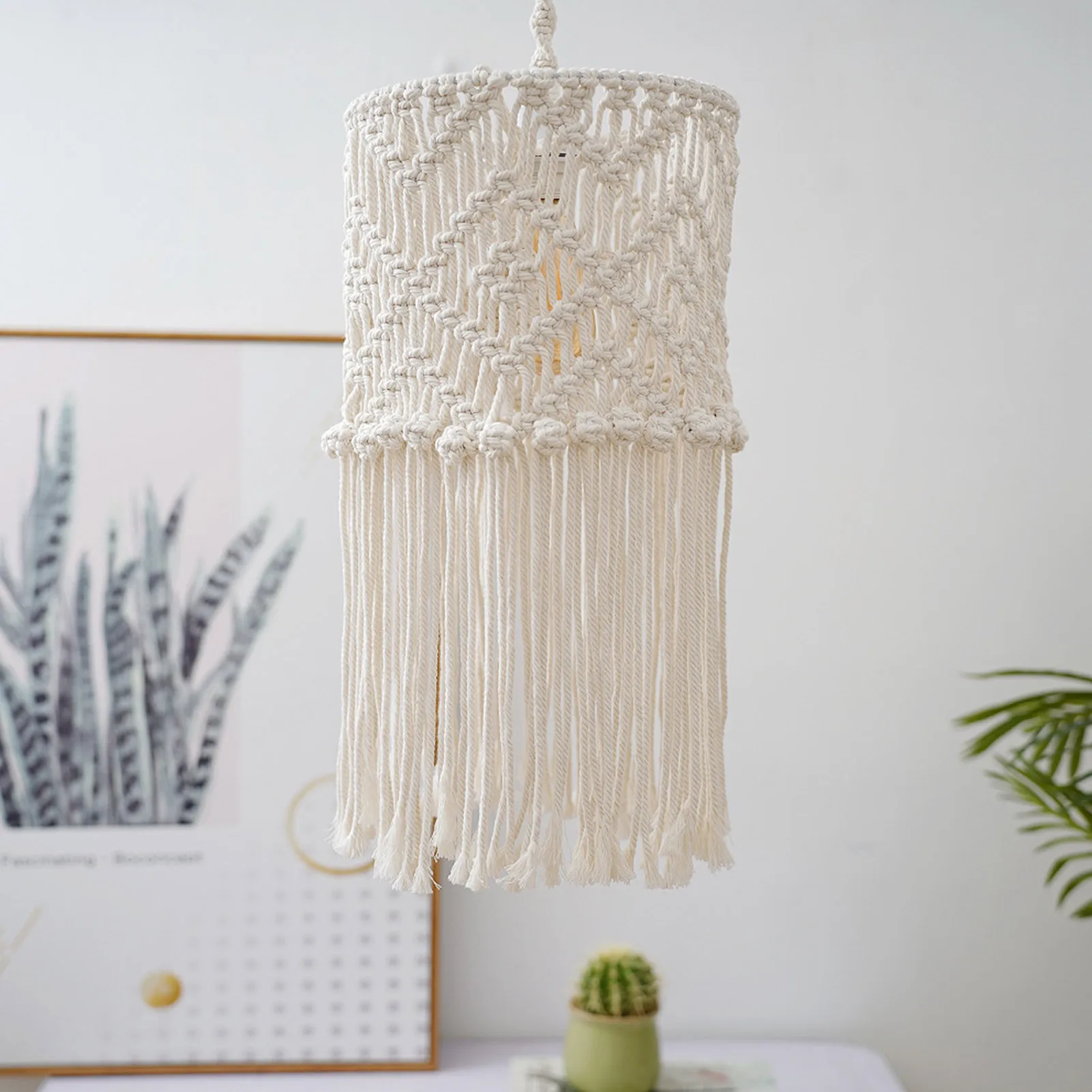 Klosz do lampy Macrame klosz do lampy Boho zawieszki wisiorek pokrywa na światła ręcznie tkane dekoracje cień na dom pokój dziecięcy dekoracja do