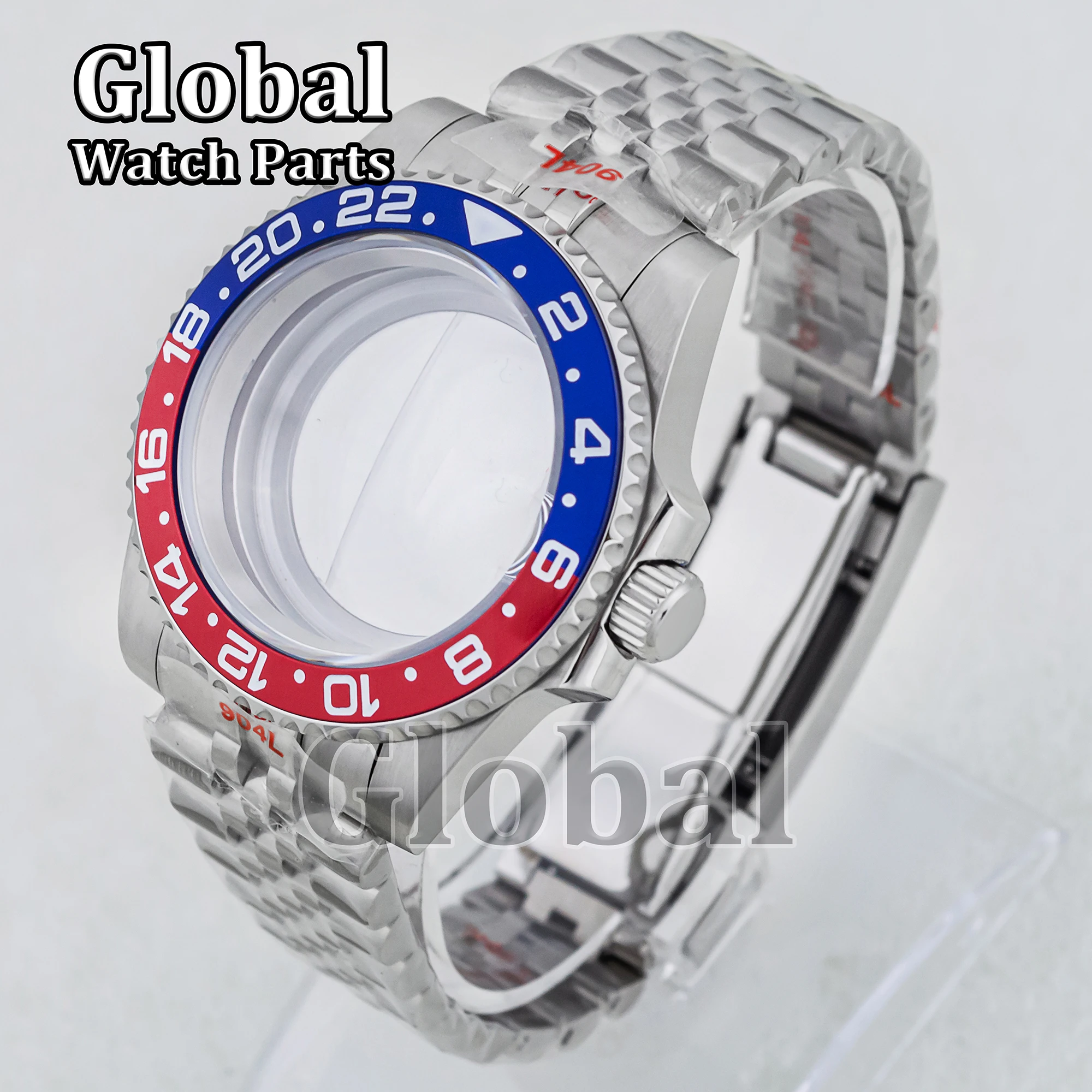 Stainless Steel NH35 Watch Case for SUB GMT Glass Bottom Solid Strap 5ATM Waterproof Modification Watch Parts Fit NH36 Movement