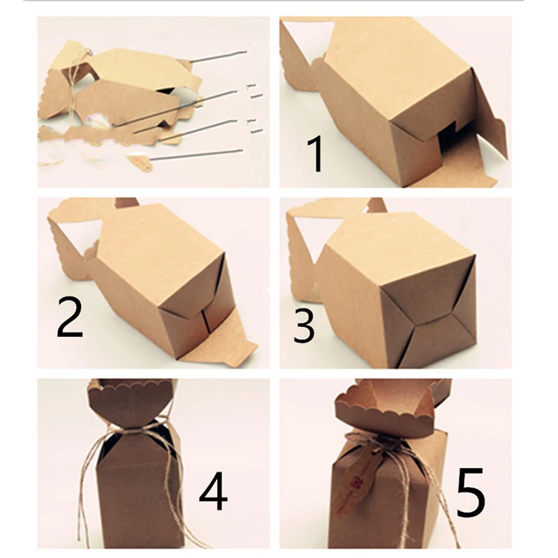 10/20/30Pcs Kraft Paper Vase Candy Box Floral Favor Gift Boxes Baby Packaging Bags With Ribbon Birthday Wedding Party Decoration