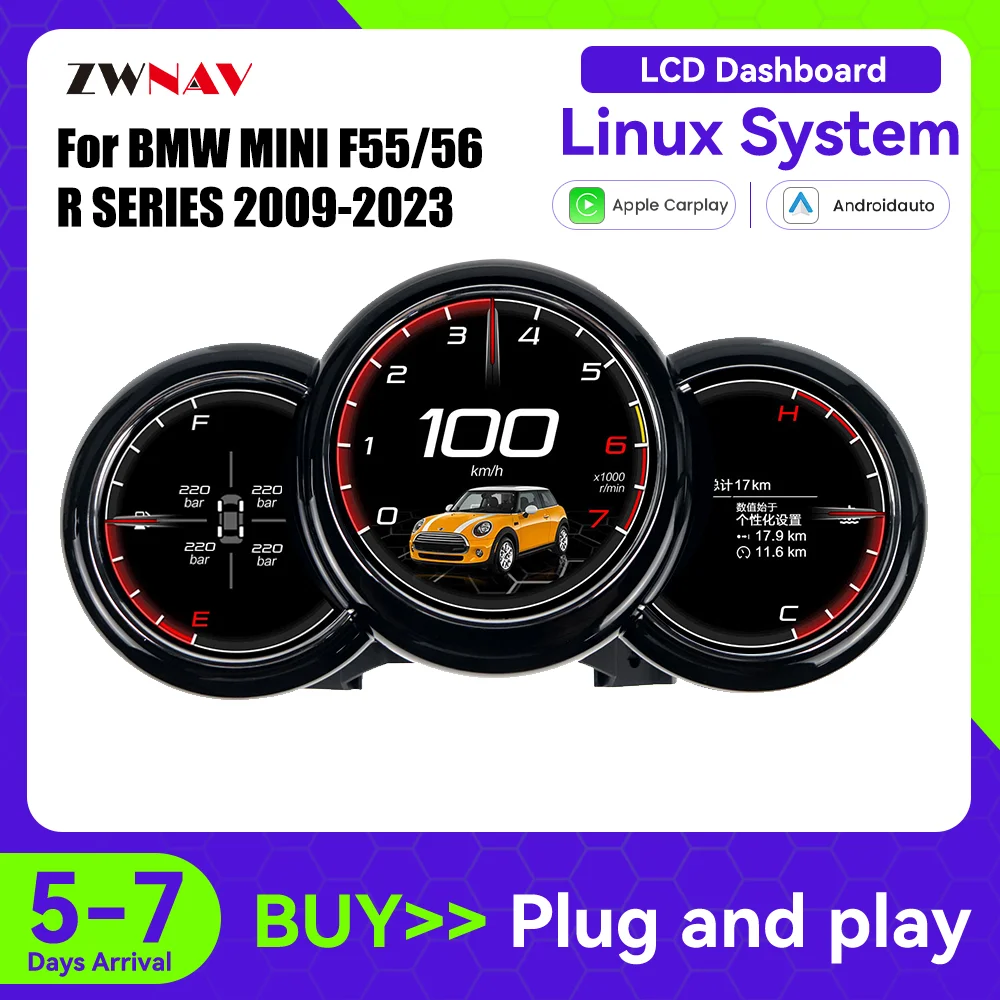 

LCD Dashboard Speedometer For BMW Mini Cooper 2009-2023 R56 R55 R57 F55 F56 F57 Digital Virtual Cockpit Tachometer Instrument