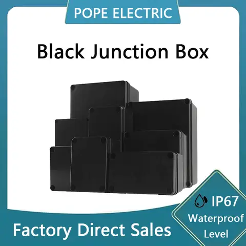 ABS Waterproof Box Electronic Safe Case Plastic Boxes Black Wire Junction Box Plastic Organizer IP67 Waterproof Enclosure