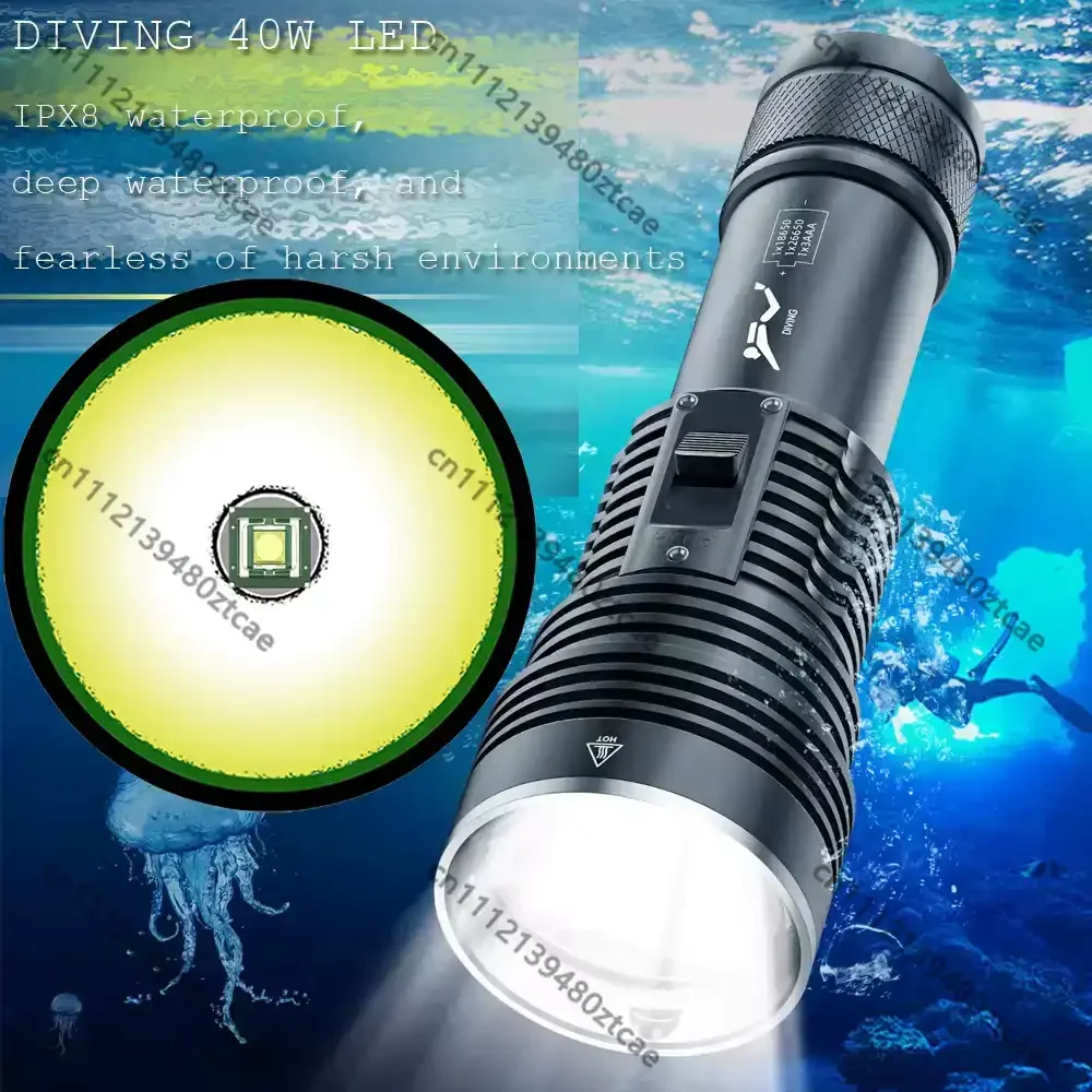 High Power White Laser Diving Flashlight Focus Long Range Handheld Underwater Professional Lighting Torch