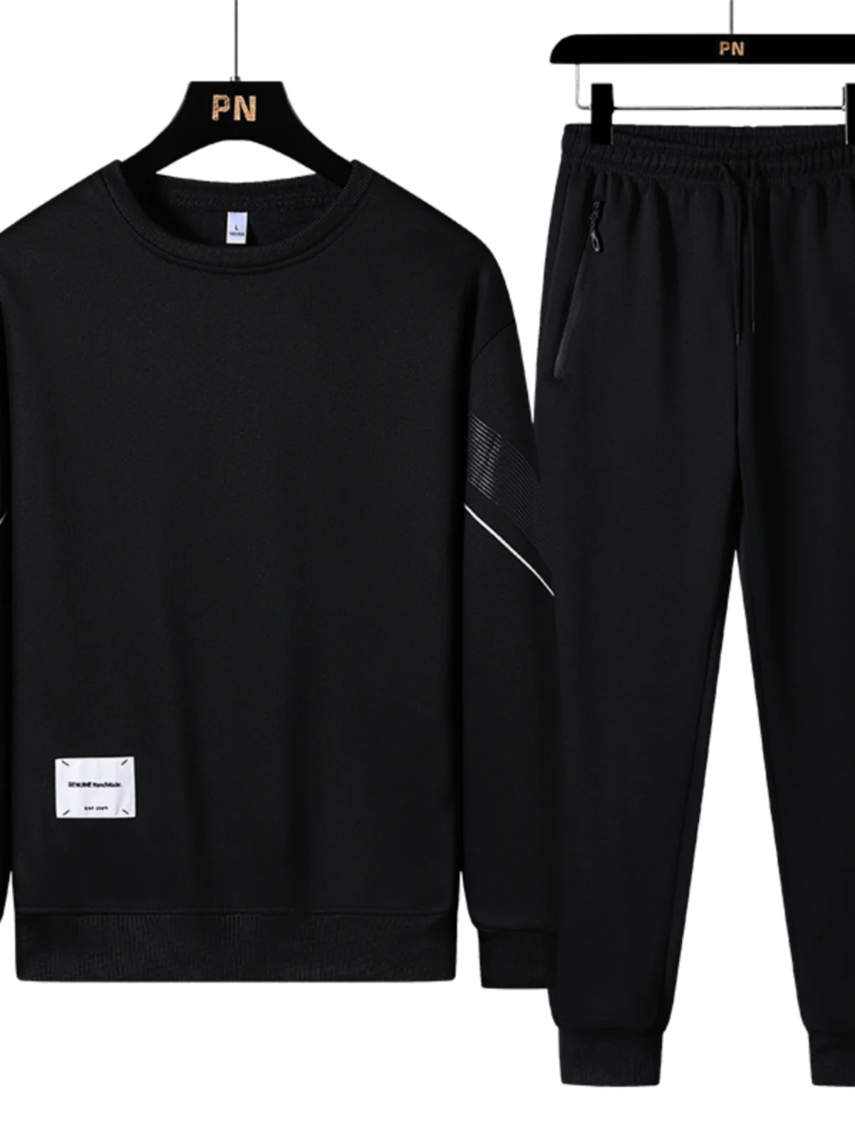 

Spring Autumn Set Men's Long Sve Casual Set Thin round Ne Sweatirt Men's Running Sports Clothing Matching Set Polyeste...