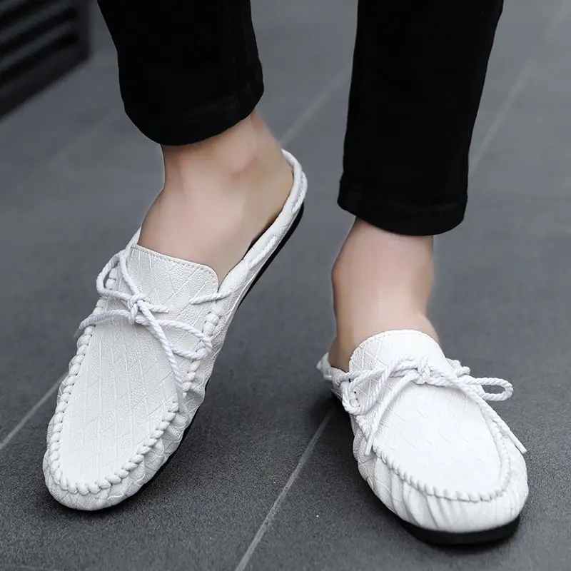 

Мужские кожаные мюли в корейском стиле без задника, модные и универсальные, для удобной носки