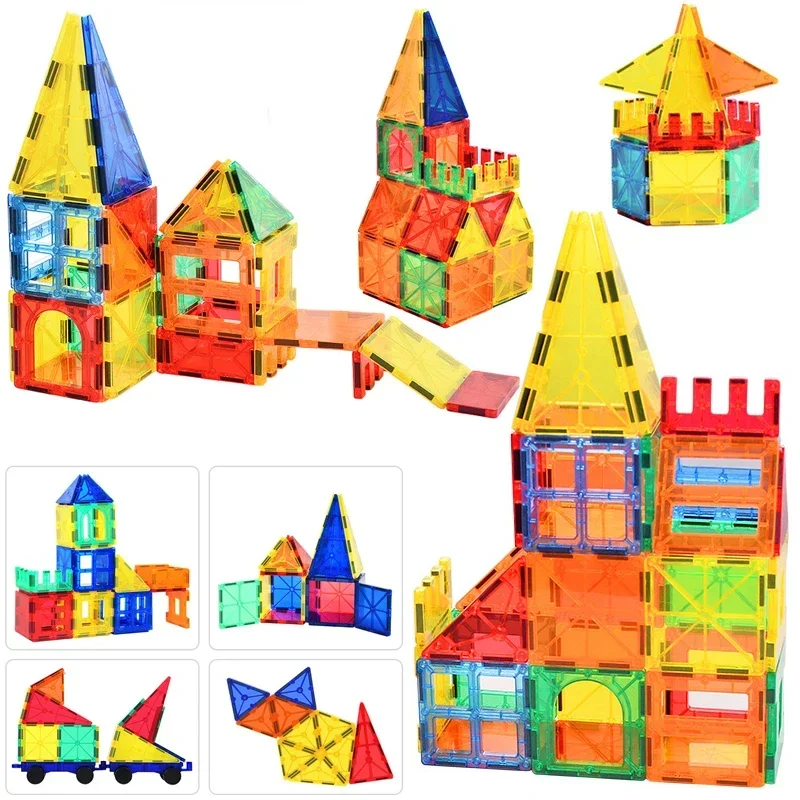 32-82pcs Big Size Magnetic Constructor Designer Magnet Building Blocks With Magnetic Construction Set Toys For Children