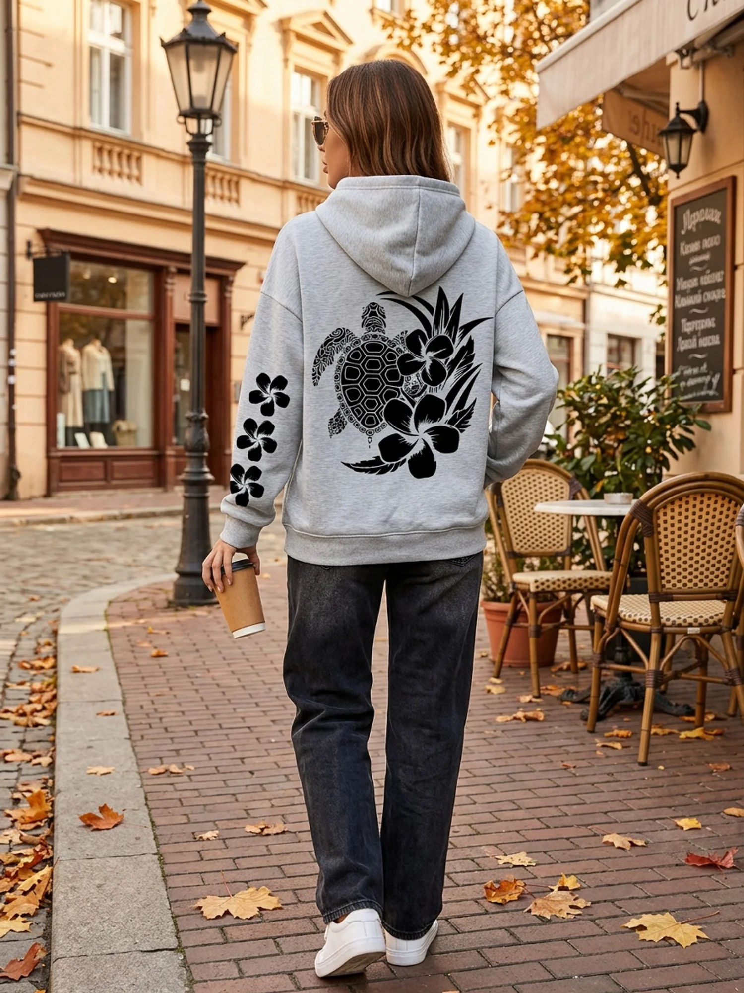 Vintage Island Style Turtles Sweatshirt Women Zipper Hoodies Fleece Cotton Jacket Hoody Sweatshirt Pullover Coat All-Season