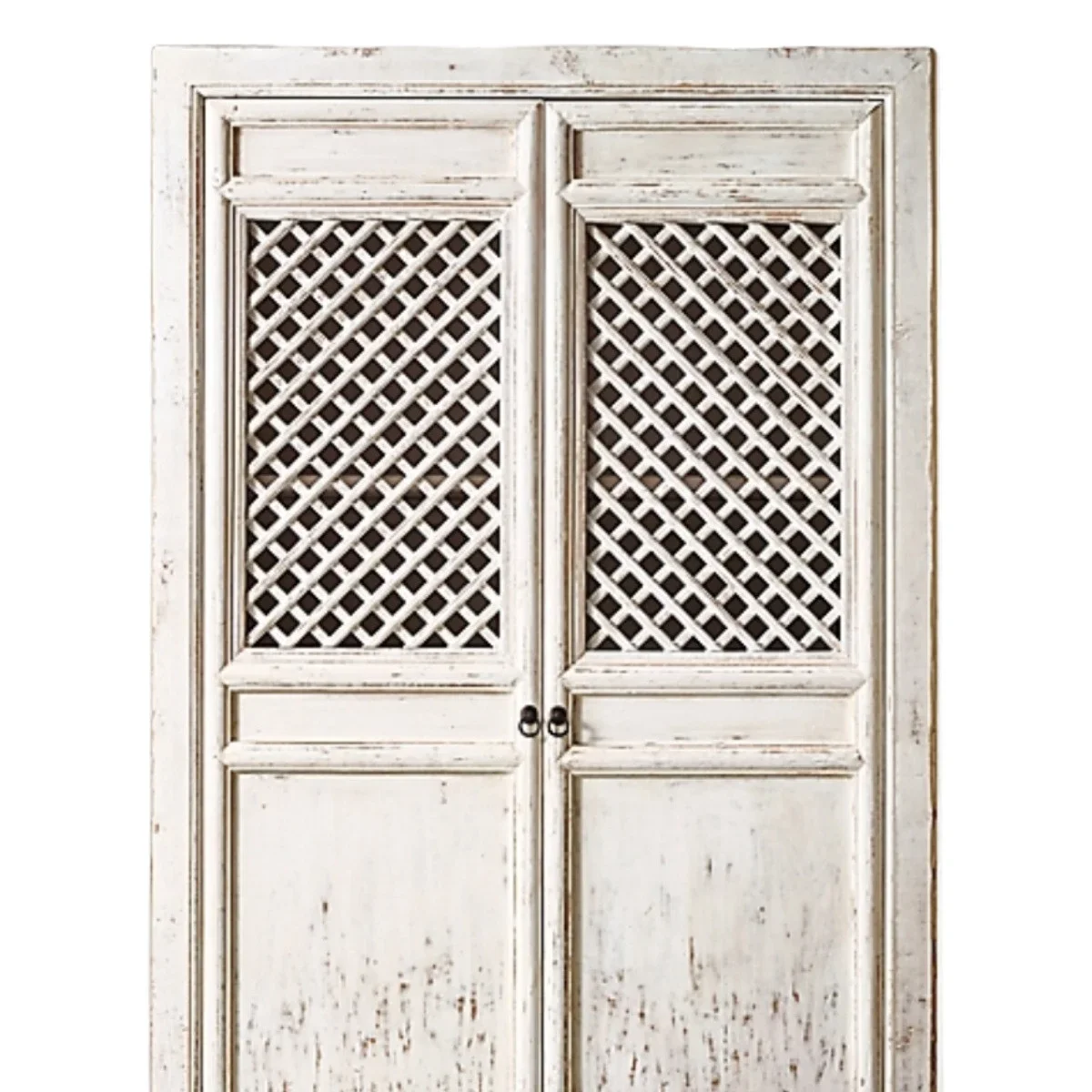 

Furniture French Country Vintage Solid Wood Double Door Edge Cabinet Oak Household Glass Bookcase Locker