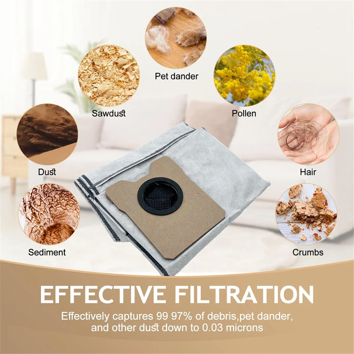 FZFZ 10PCS 먼지 봉투 C20 옴니 로봇 진공 청소기 부품 3L 대용량 먼지 봉투 교체 일회용 가방