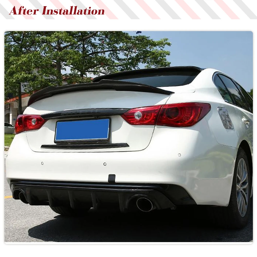 Car Trunk Racing Spoiler for Infiniti Q50 Q50S Sedan 2014-2022 Real Carbon FiberCar Rear Trunk Lid Wing High Kick Duckbill Lip