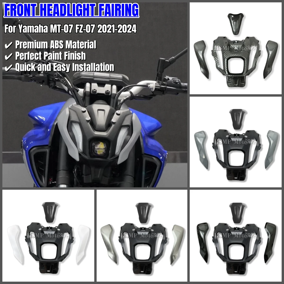 لياماها MT-07 FZ-07 2021 2022 2023 2024 دراجة نارية الجبهة العلوي هدية غطاء الأنف طقم الجسم أجزاء اكسسوارات MT07 FZ07 #1