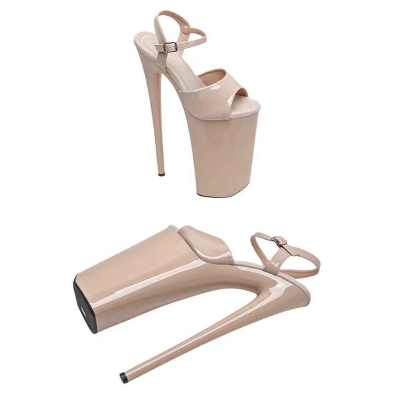 Leecabe  26CM/10inches Shiny patent open toe Trendy fashion High Heel platform  sandals stripper heel  Pole Dance shoes