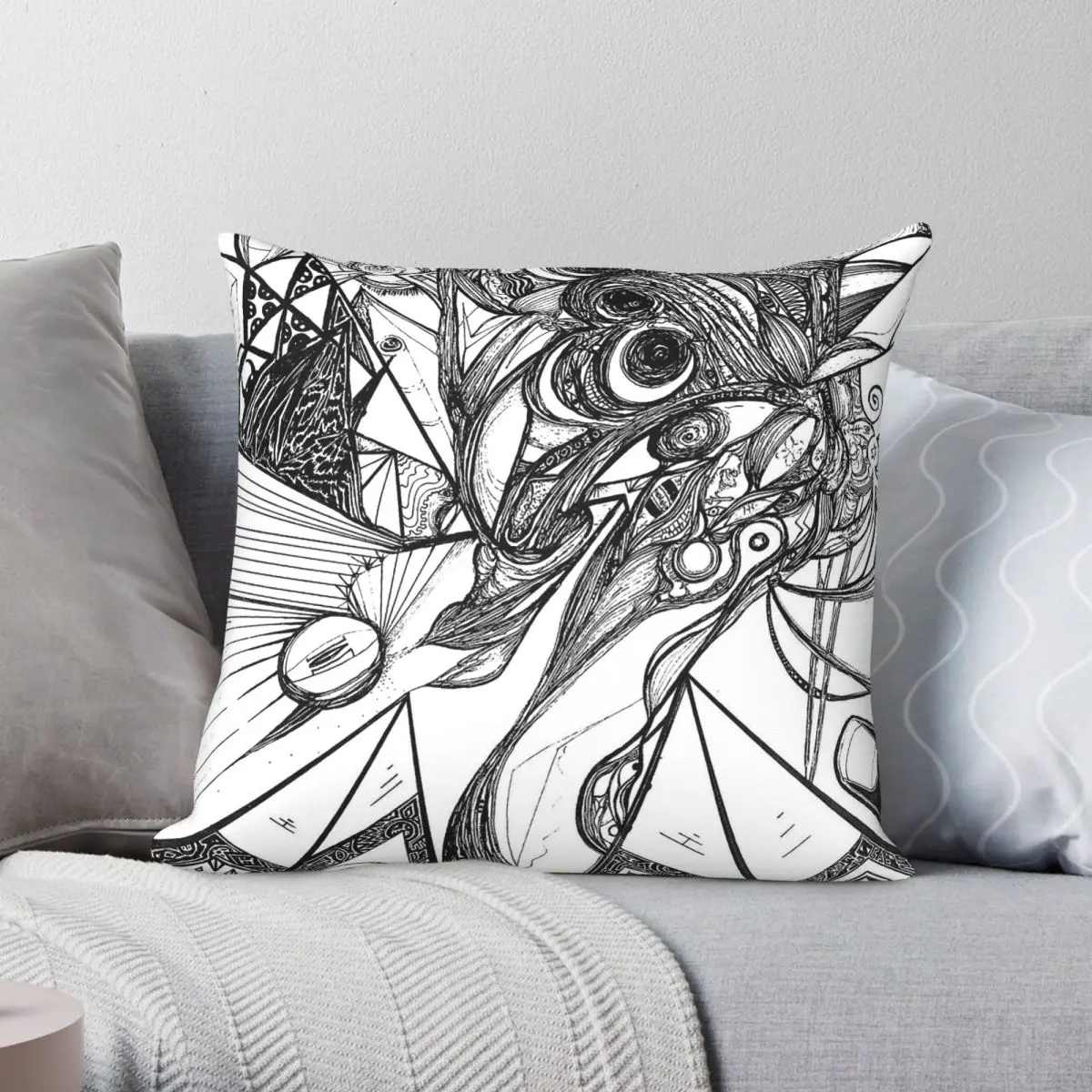 Pyramids Dark Figures Eyes Teeth Square Pillowcase Polyester Linen Velvet Creative Zip Decor Pillow Case Bed Cushion Cover 18