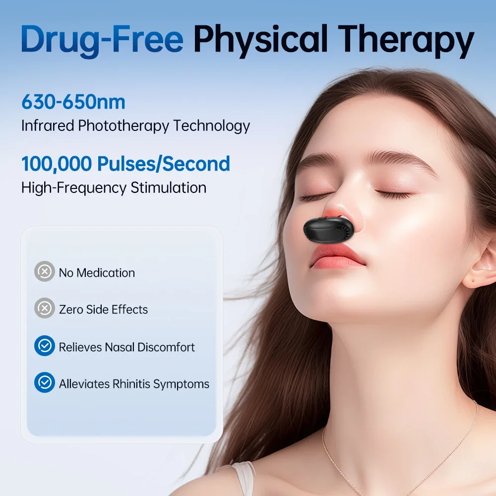 Recharge Smart Nasal Phototherapy Device Red Light Infrared Therapy Relief for Chronic Rhinitis / Itchy / Runny Nose Care