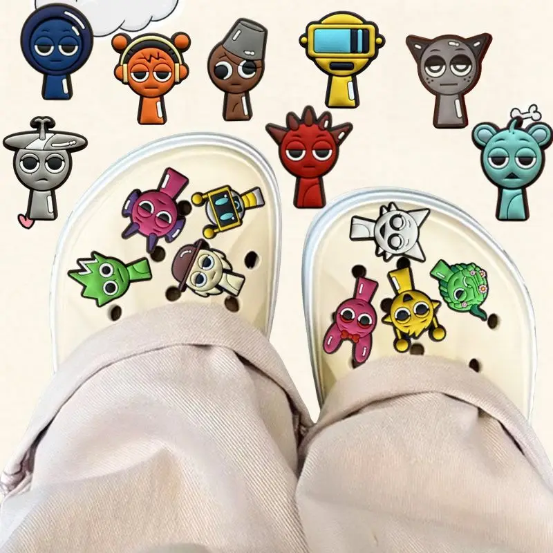 

Kawaii Sprunki Doll Shoe Charms for Crocs Cartoon Sprunki Plush Logs Accessories Cute Wooden Clogs Sandal Buckle