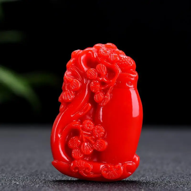 Chicken blood jade vase pendant male and female couple jade bottle pendant colorful jade rich flower blossom