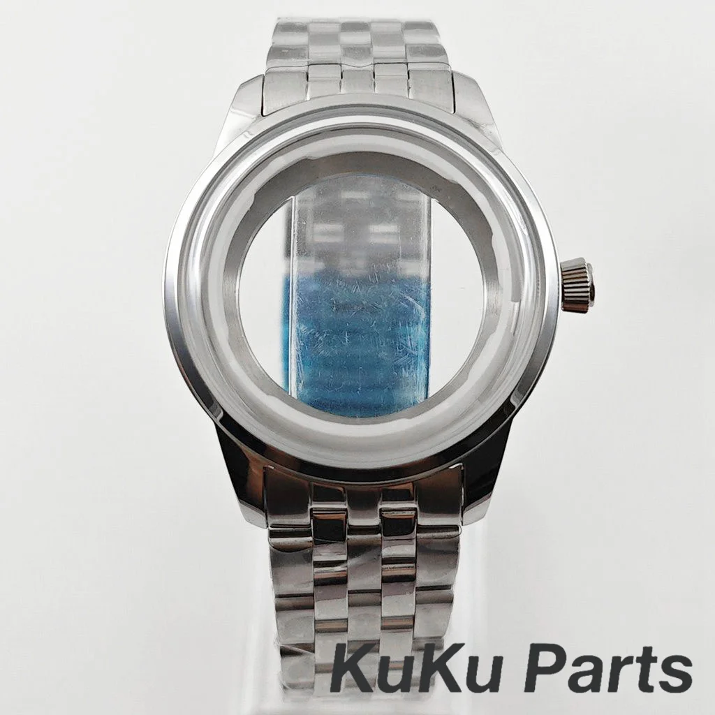 

NH35 40 мм коктейльный корпус для часов из нержавеющей стали подходит для NH35 NH38 механизм арочное стекло прозрачная задняя крышка с коробкой для часов с S-коронкой