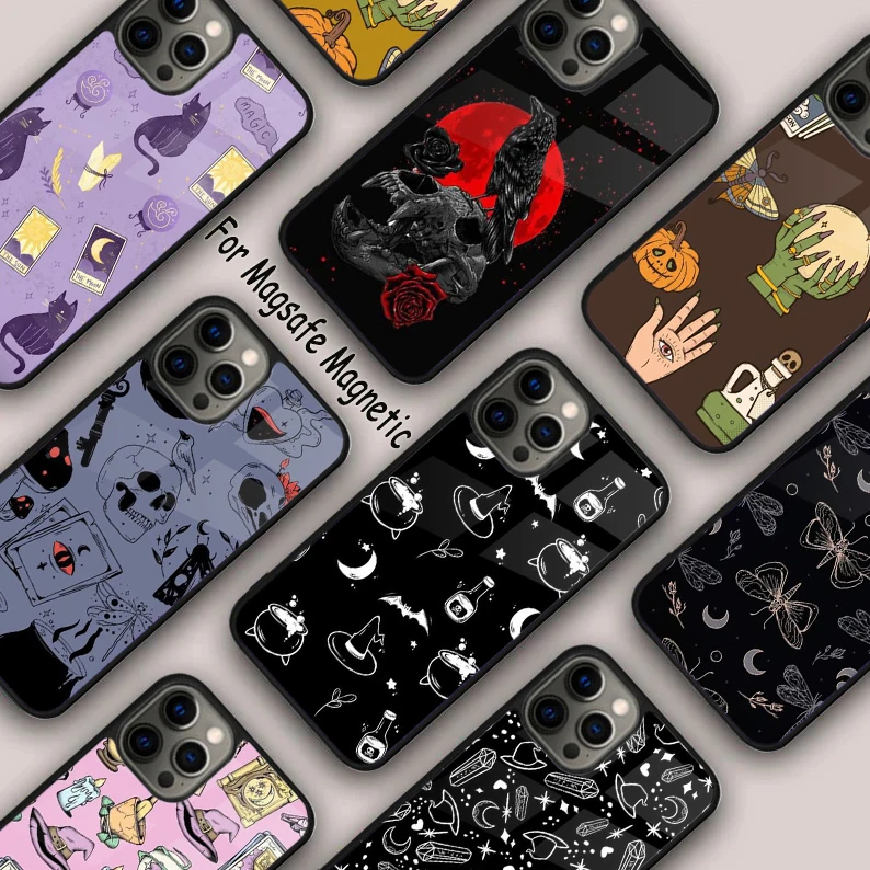 Skull Gothic Creepy Pastel Goth Magnetic Phone Case For APPLE iPhone 16 14 13 12 11 Pro Max 15 Plus Wireless MagSafe Cover