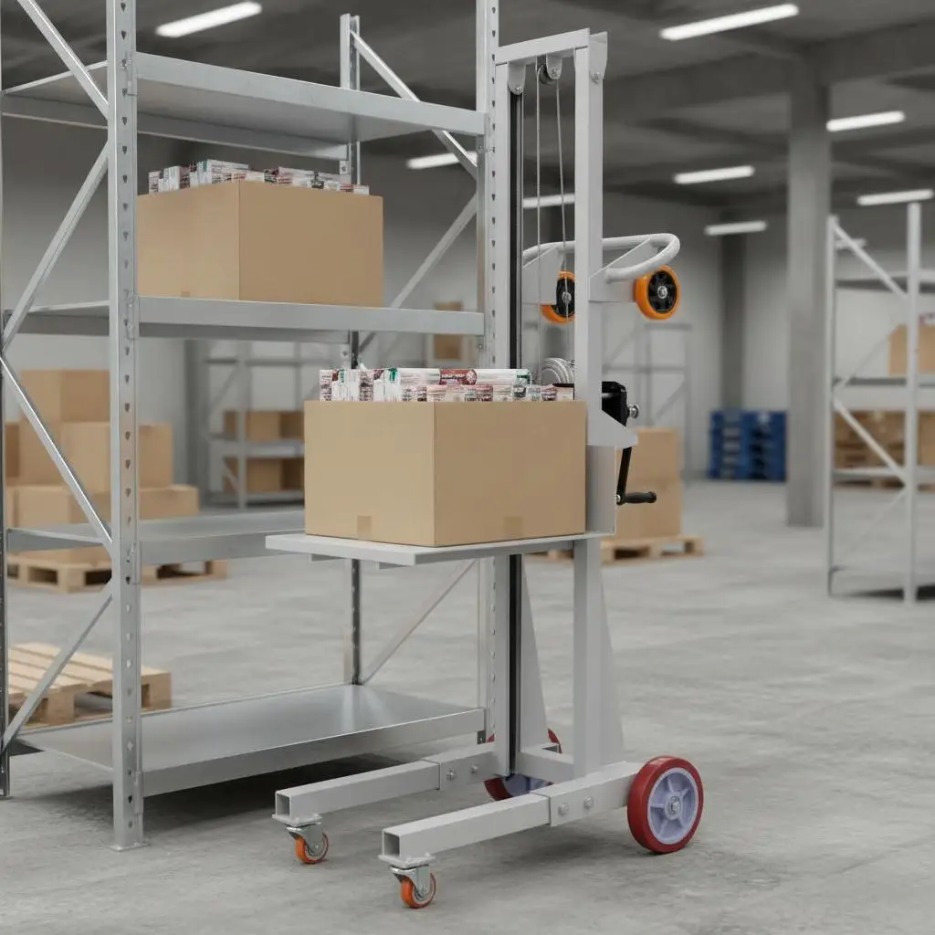 Hand Winch Lift Truck 51.1 in For Warehouse Workshop Garage, 400 lbs Capacity Adjustable Loading Plate Manual Pallet Jack Hea