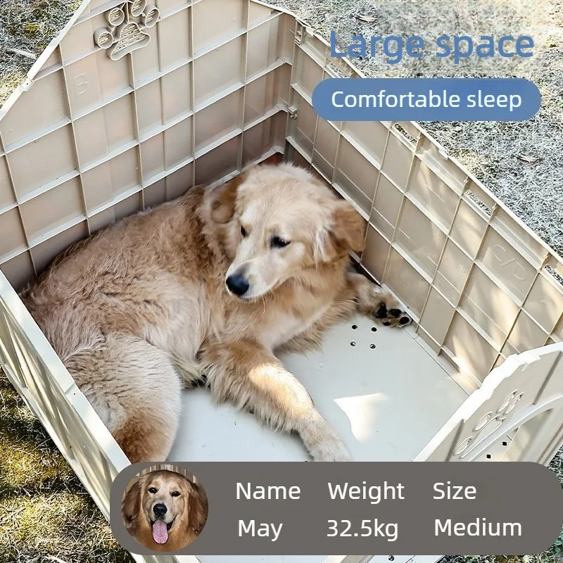 Ventilated Dog Kennel Waterproof Weatherproof Plastic Durable Pet House for Outdoor Indoor Use Available in Multiple Sizes - view 4