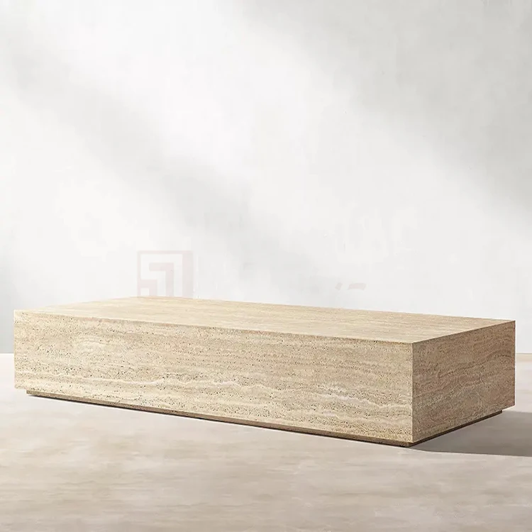 

Factory Price Natural Stone Travertine Plinth Rectangle Travertine Coffee Table Modern Marble Coffee Table