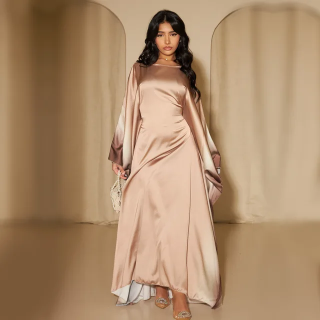 110464-691bc5.jpg Gradient Color Shiny Batwing Satin Maxi Abaya Dubai Luxury 2024 Abayas For Women Muslim Kaftan Dress Islam Caftan Marocain Femme