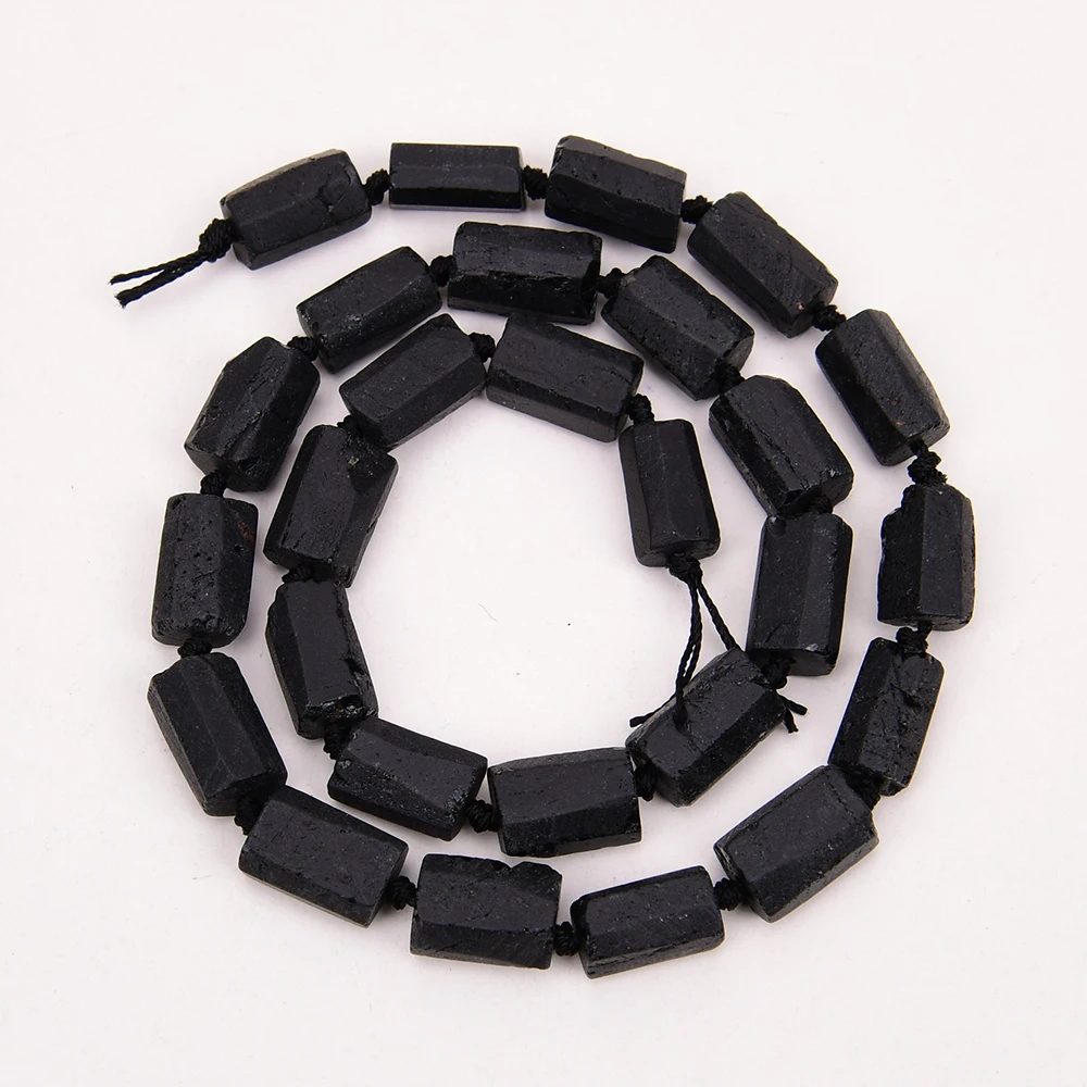 

APDGG Natural Black Tourmaline Cylinder Loose Beads Jewelry Making DIY
