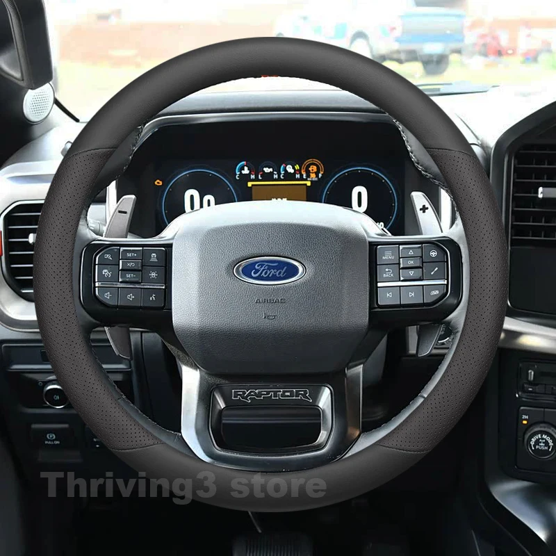

Leather Car Steering Wheel Cover For FORD F-150 F-350 F-450 Super Duty F150 F350 F450 2016-2026 Auto Steering Wheel Accessories