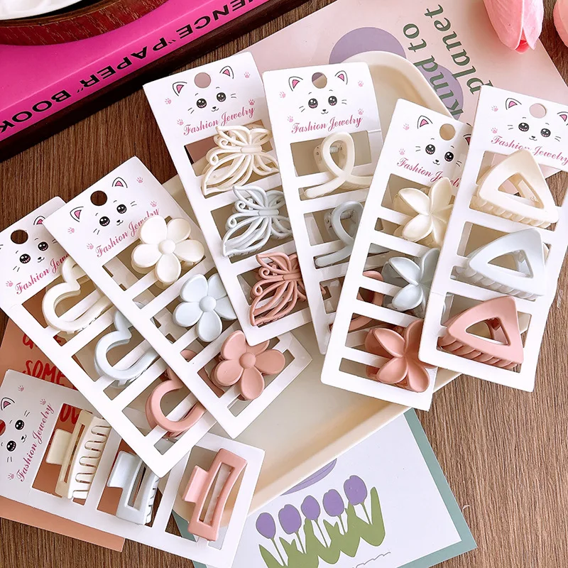 Floral Hair Claw 3 Pack Medium Size Pastel Kids Barrettes for Girls Soft Hold Ponytail Bun School Accessories