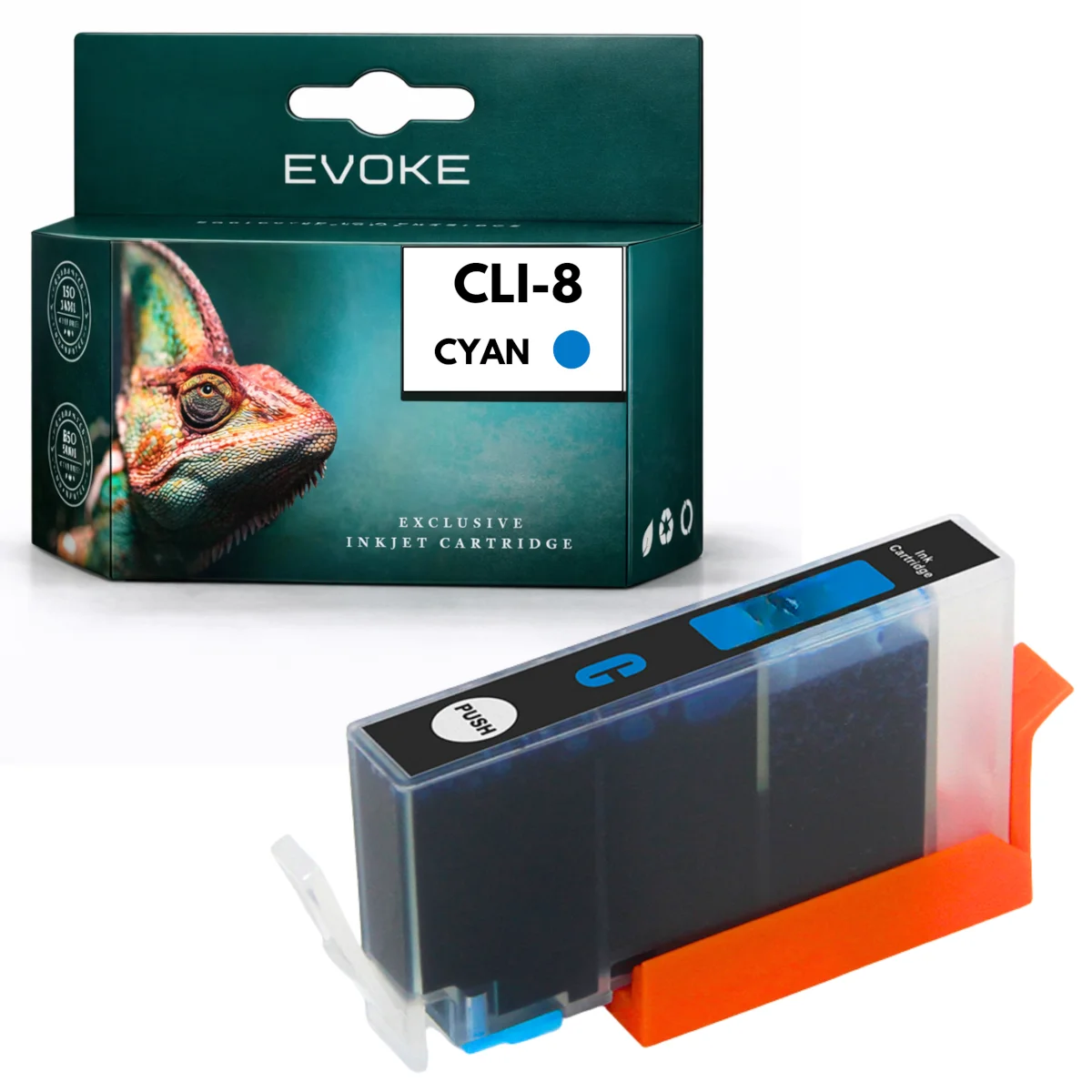 Evoke compatibele inkt voor Canon Cli-8C Cli8C Cli-8 Cli8 0621B Cyan Pixma Ip3300 Ip3500 Ip4200 Ip4300 Ip4500 Ip5200 Ip5300 Ip6600D Ip6700D Ix4000 Ix5000 Mp500 Mp510 Mp520 Mp530