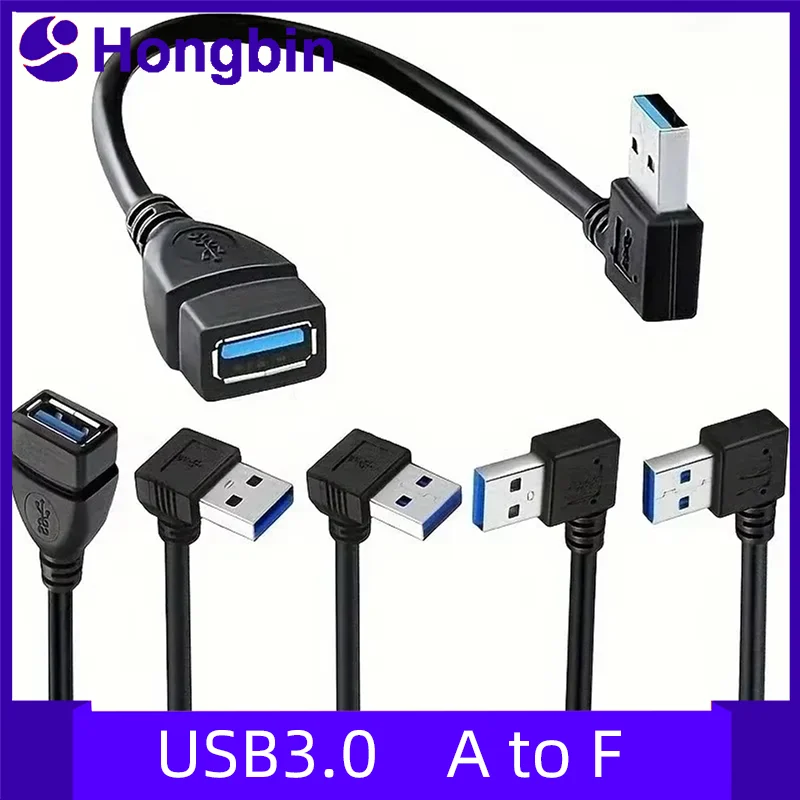 High-Speed USB 3.0 Right Angle Extension Cable 90° Adapter for PC Laptop Phone - Fast Charging Multi-Port Tech Accessories