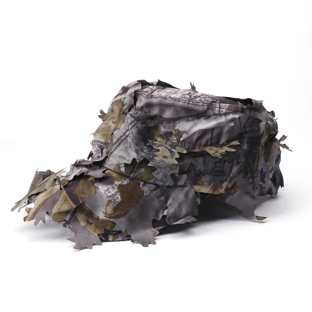 NEUE Camouflage Outdoor Taktische Kappe mit 3D Bionic Leaf Camo Jagd Hut Versteckte Dschungel Sniper Hut Sonnenschutz Kappe – Detail 7