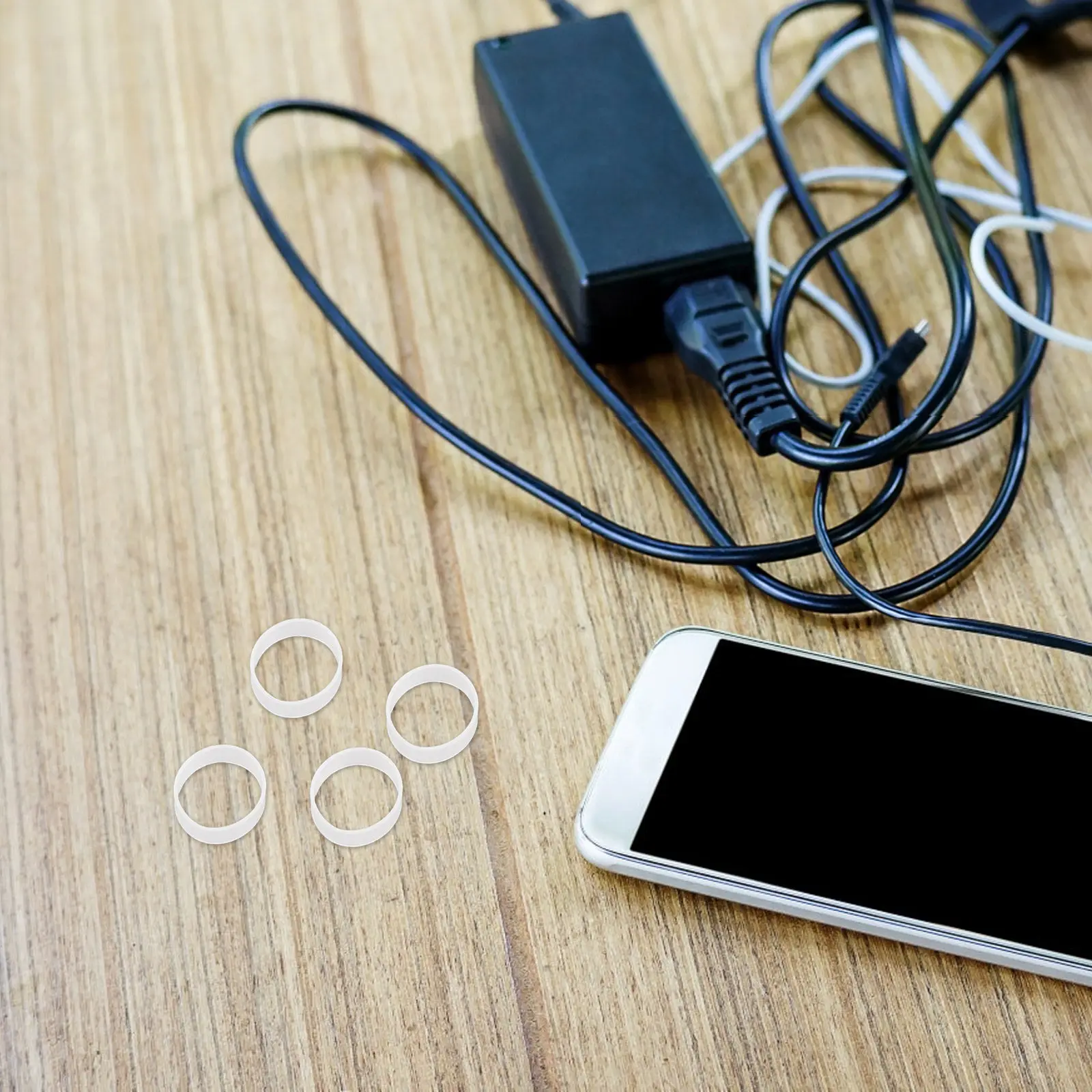 500Pcs Elastic Silicone Cable Organizer Coil for Wire Bundling Reusable Cable Ties Power Cord Strap Data Line Management