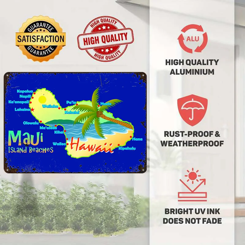 Mapa de Playas de Maui, Hawái, - Retro Gaming Island reseña y precio