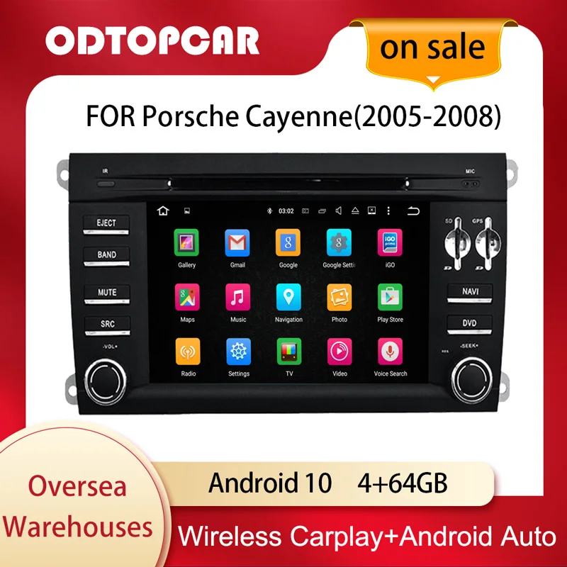 

Автомагнитола Odtopcar 7 дюймов для Porsche Cayenne 2005-2008, DVD-плеер, 4 + 64 ГБ, сенсорный экран, Android, автопроигрыватель, обновленный GPS-навигатор, Wi-Fi