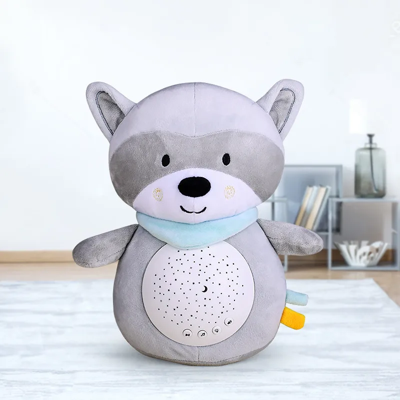 [Divertente] pinguino procione bambola LED luce e musica lenitiva bambola giocattoli per bambini bambola addormentata peluche giocattoli per bambini regalo di compleanno per bambini