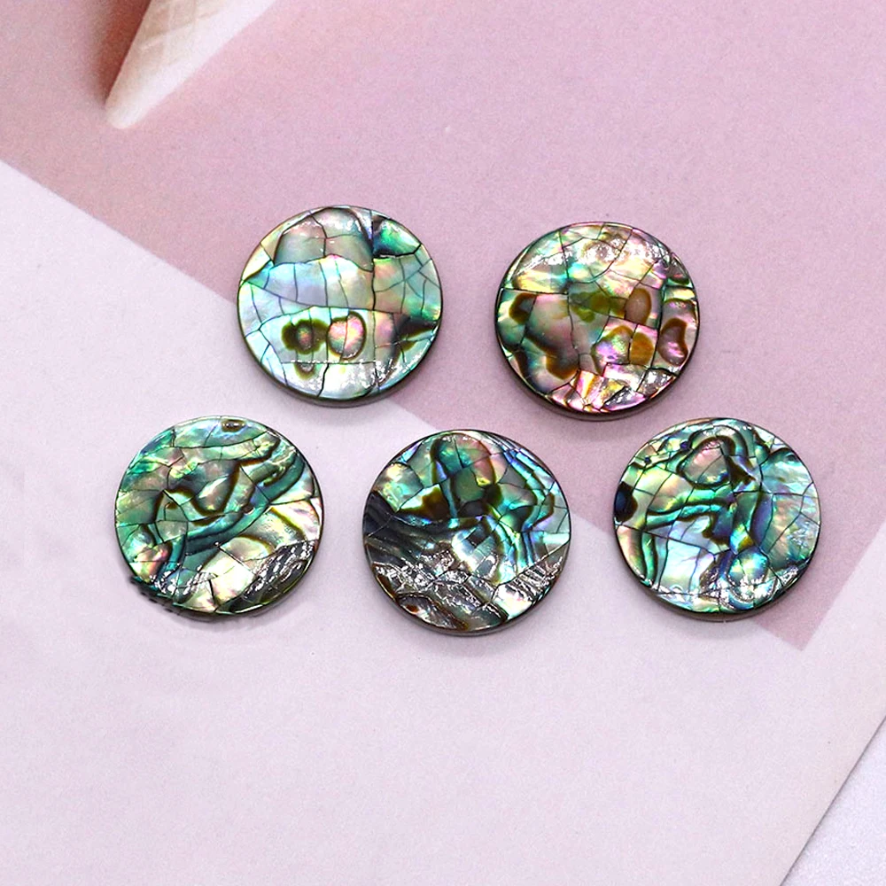 Natural Abalone Shell Beads Caps Mother-of-pearl Shell Flat Round Cabochons Cameo Beads for Jewelry Making DIY Ring Accessories