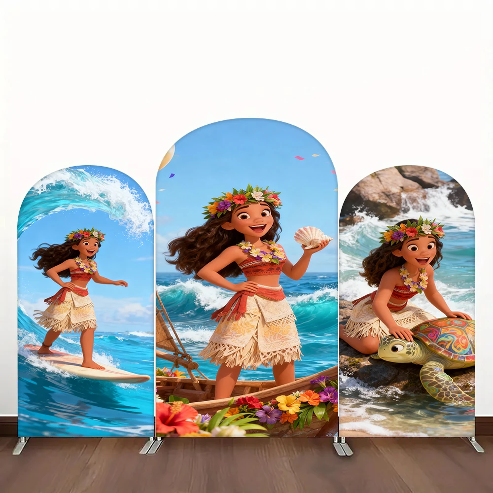 

Moana Theme Arch Backdrop Wall Cloth Cover Kids Birthday Party Decoration Baby Shower Supplies Photography Background