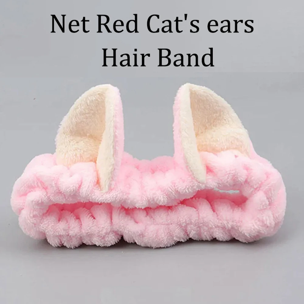 Anti-SLIP กระต่ายหูสําหรับผู้หญิง Skincare แต่งหน้าผม Band น่ารักโบว์อุปกรณ์เสริมผม