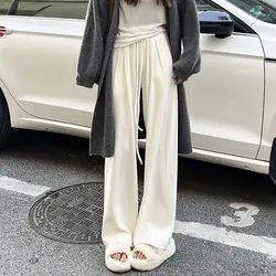 Calça de esfregão solta de cintura alta, calça grossa e de pelúcia estilo preguiçoso, moda casual, nova, outono e inverno, 2023